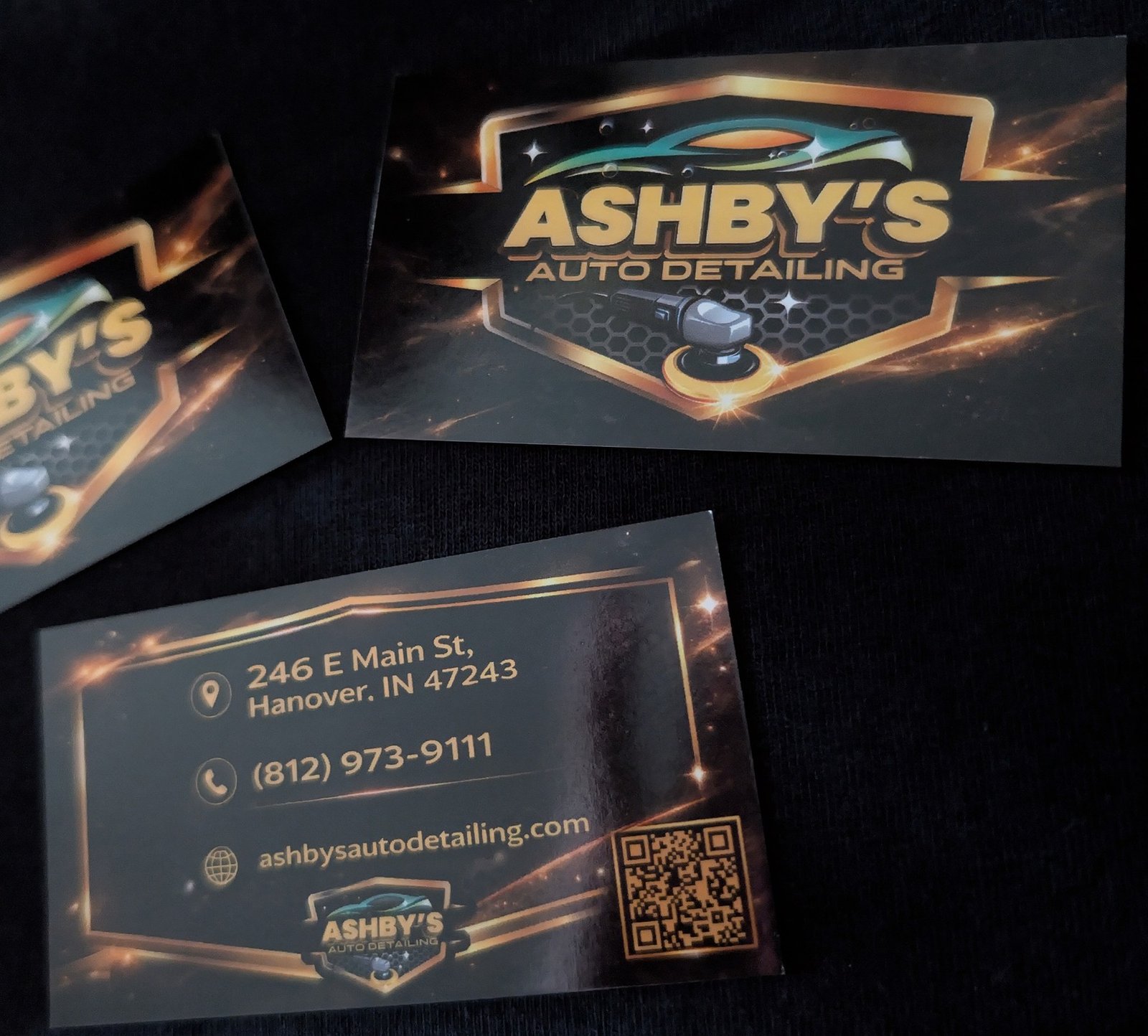 Ashby's printed business cards