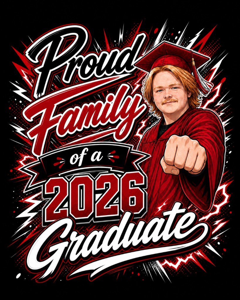 Custom Proud Family of a 2026 Graduate shirt design by Mad Town Print